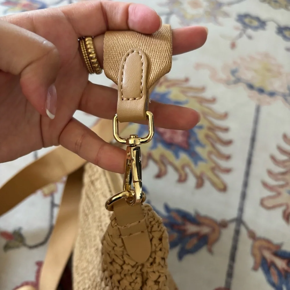 MANGO Woven Raffia Mini Crossbody Shoulder Bag Summer Trendy - Picture 9 of 11